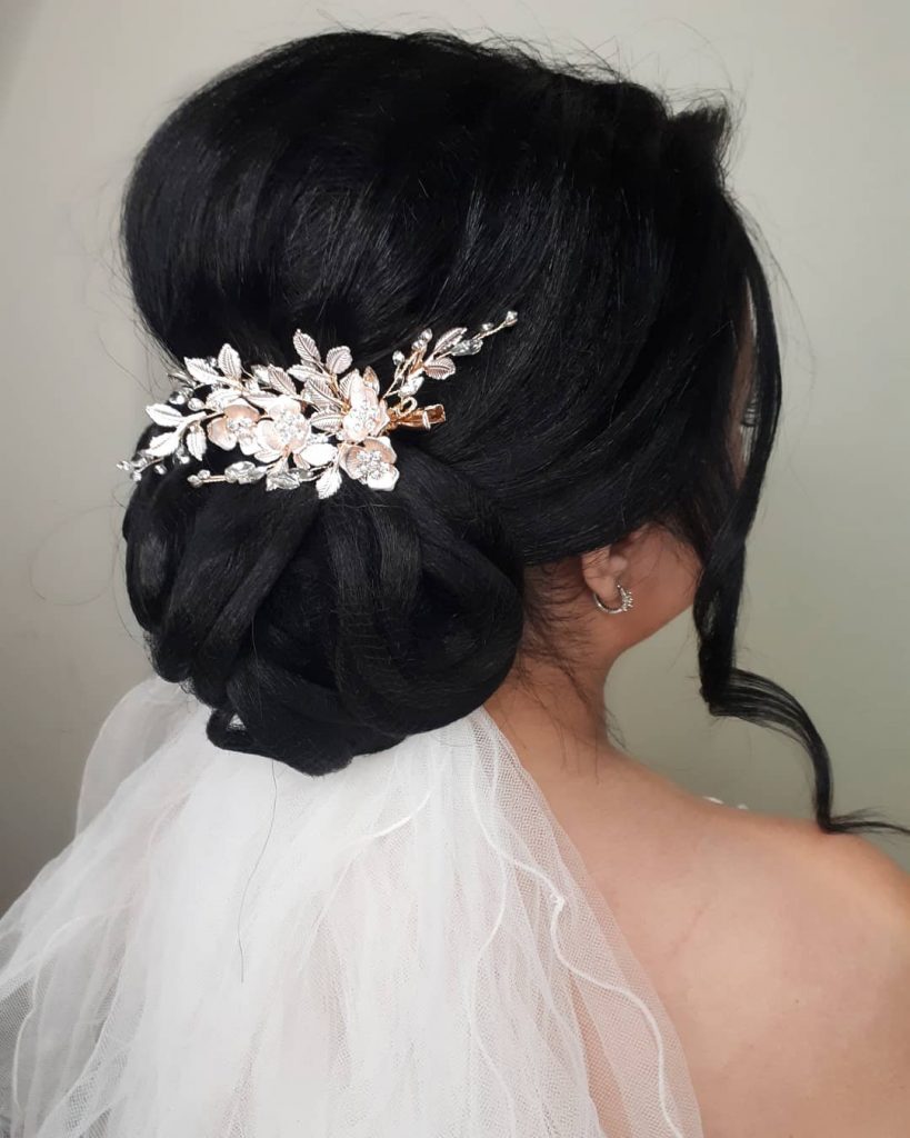 Wedding bridal hair and makeup — updo by YesMona Beauty Vancouver