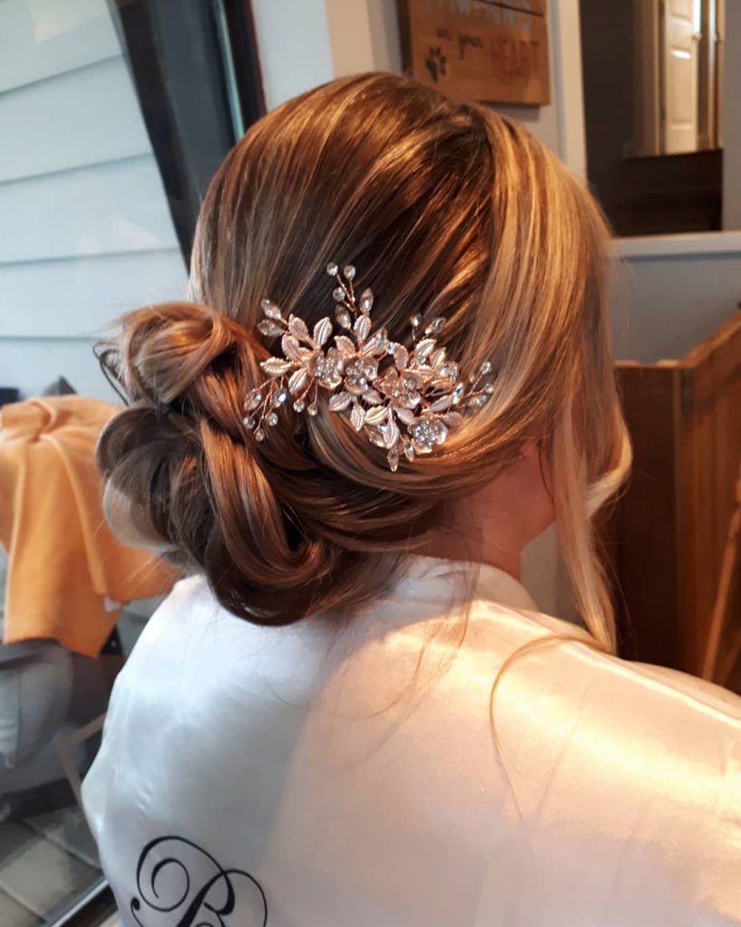 Blowout hair design and makeup updo for wedding — YesMona Beauty