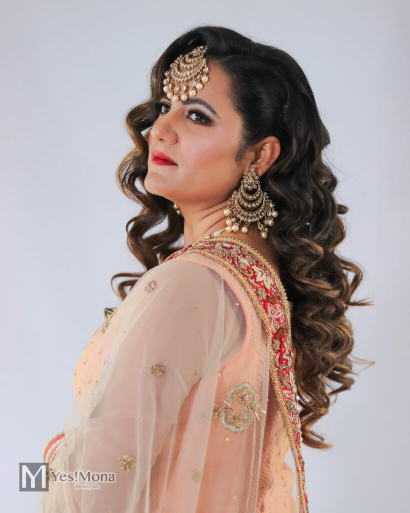 Bridal makeup and hair styling by YesMona mobile beauty team Burnaby